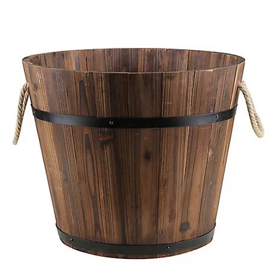 New!  Red Shed Wooden Whiskey Barrel Planter, 16 in.