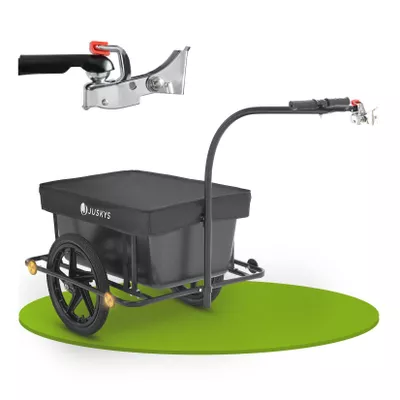 Juskys Transportanhänger Fahrradanhänger 90 Liter - Lastenanhänger mit Kupplung, Deichsel & Plane