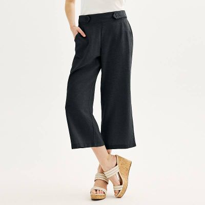 Women's Croft & Barrow® Pull-On Wide Leg Crop Pants