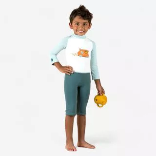 Muta baby anti-UV da bambino con maniche lunghe bianca e azzurra