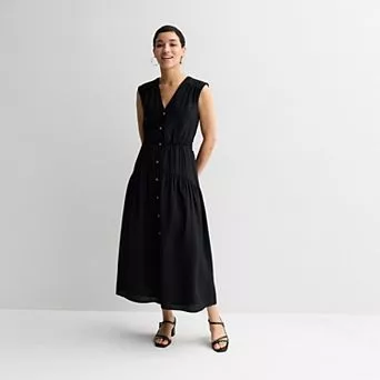 Women's Nine West Button-Front Sleeveless Midi Dress