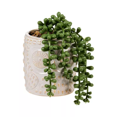 Faux String of Pearls in Owl Pot