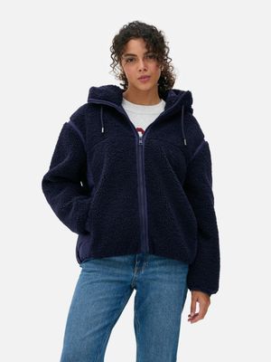 Sudadera de borrego con capucha y acolchado