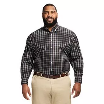 Big & Tall IZOD Performance Long Sleeve Plaid Button Down Shirt