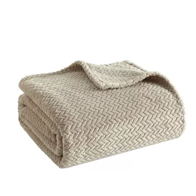Mainstays Plush Textured Blanket, Grey Stone, Full/Queen 90" x 90", All Ages