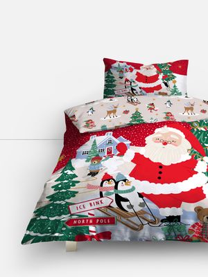 Funda nórdica reversible individual de Papá Noel