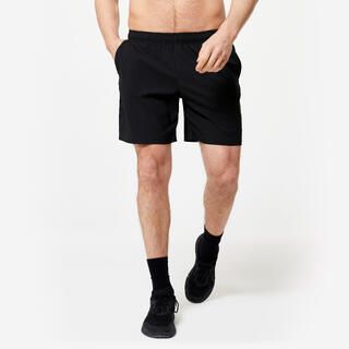 DOMYOS Pantaloncini uomo palestra regular fit traspiranti con tasche con zip neri
