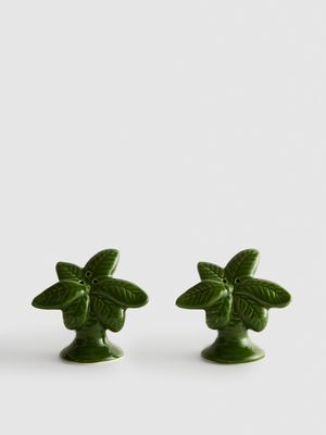 Salero y pimentero en forma de palmeras