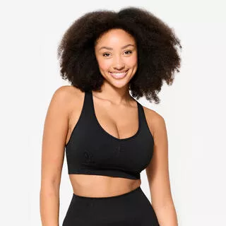 DECATHLON Reggiseno sportivo donna palestra traspirante sostegno leggero nero