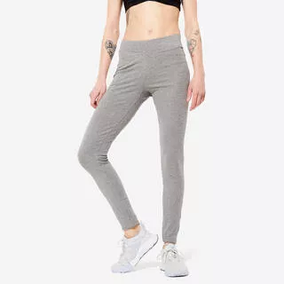 DOMYOS Leggings donna fitness FIT+ 500 cotone leggero grigi