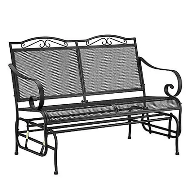Red Shed 48.62 in. Mesh Double Patio Glider Bench, Black