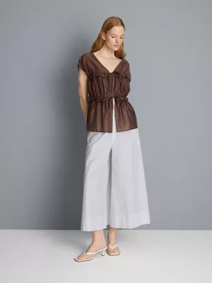 Falda-pantalón de algodón tacto papel