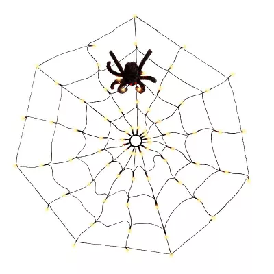 LumaBase Luminarias Lighted Spider Web with Spider Outdoor Decor 60-inch