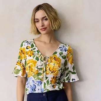 Women's LC Lauren Conrad Short Sleeve V-Neck Blouse