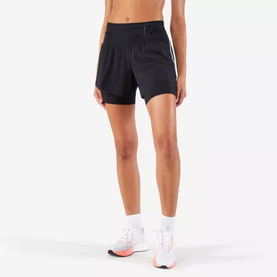 KIPRUN Laufshorts 2-in-1 Trailrunning Damen Langdistanz - Run 900 Ultra schwarz