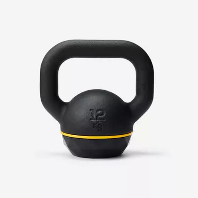CORENGTH Kugelhantel Kettlebell Gusseisen teilweise recycelt mit Basis aus Gummi 12 kg