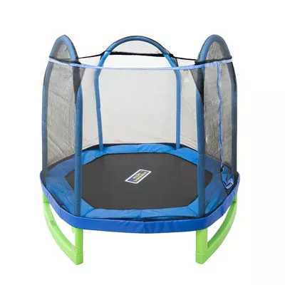 Sportspower 7' My 1st Trampoline for Kids 3-10 with Safety Enclosure Blue & Green