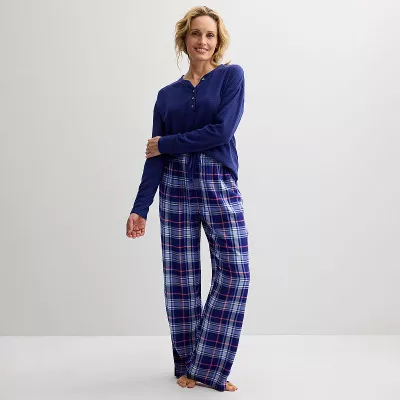 Women's Croft & Barrow® 2 pc Pajama Top & Pajama Bottom Sleep Set