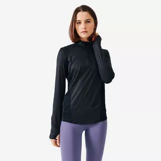 KALENJI Maglia manica lunga running donna RUN DRY 100 nera