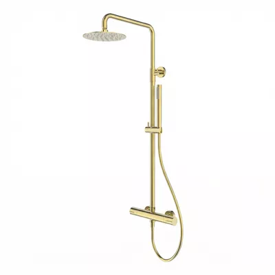COLUMNA DE DUCHA TERMOSTÁTICA RONDO PVD ORO CEPILLADO