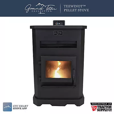 Grand Teton Collection 3000 sq. ft. Teewinot Pellet Stove, 130 lb. Hopper Size, F500430