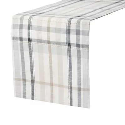 Better Homes & Garden Monday Plaid Fabric Table Runner, Beige, 14"W x 90"L