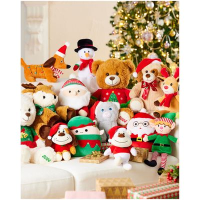 Christmas Plush With Ribbon Bow 30cm Assorted