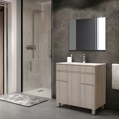 MUEBLE DE BAÑO LONDRES ROBLE 80X45CM 3 PUERTAS Y 2 CAJONES