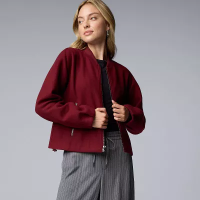 Women's Simply Vera Vera Wang Structured Knit Bomber Jacket