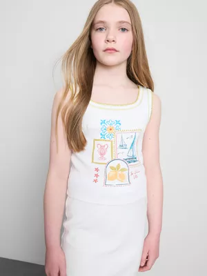 7-15 años | Camiseta sin mangas con pespuntes