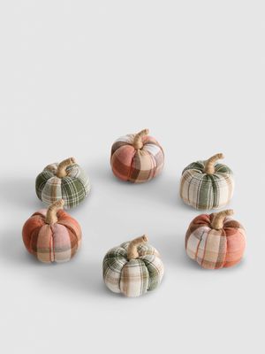 Pack de 6 adornos de calabaza a cuadros