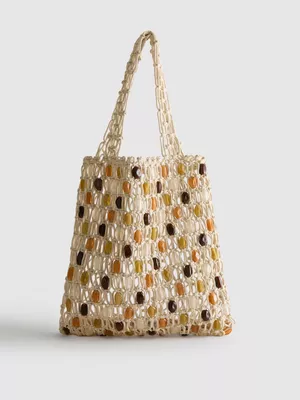 Bolso shopper de crochet con cuentas de The Edit