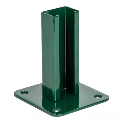 BASE PLETINA ACERO PARA POSTE RECTANGULAR 60X40 MM VERDE