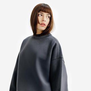DECATHLON Felpa donna ELEMENTALS girocollo oversize pesante grigia