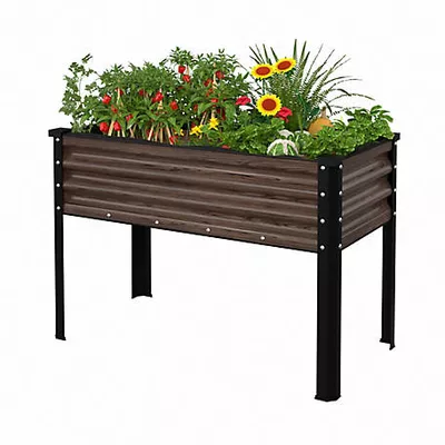 New!  Veikous 48 L x 24 W x 32 H in. Carbonized Galvanized Steel Raised Garden Bed with Liner and Drainage Function