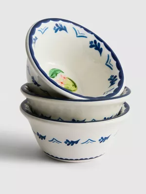 Pack de 3 cuencos pequeños con flores mediterráneas