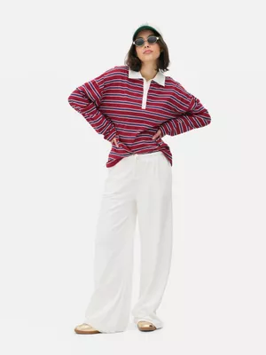 Joggers de pernera ancha con cordón de ajuste