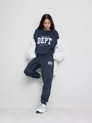 Sudadera estampada holgada en mezcla de algodón