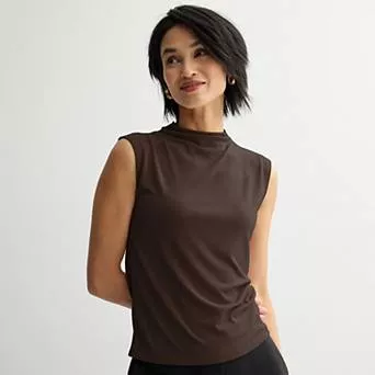 Women's Nine West Drape Mockneck Shell Top