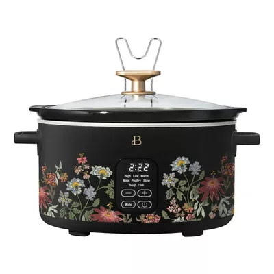 Beautiful 6 Qt Programmable Slow Cooker, Wildflower Black Sesame by Drew Barrymore