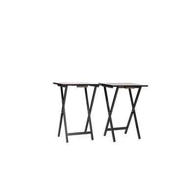 Mainstays Rubberwood Folding TV Tray Table, Black (Set of 2)
