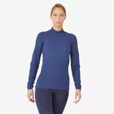 KIPRUN Laufshirt langarm Damen seamless Kiprun Skincare blau