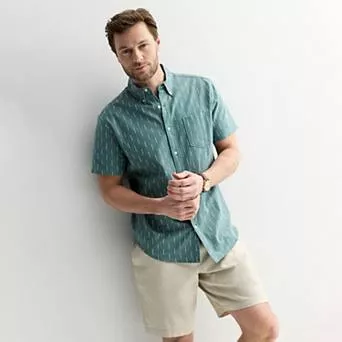 Men's Sonoma Goods For Life® Short Sleeve Perfect Length Button Down Shirt