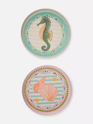 Pack de 2 platos pequeños con diseño de marisco