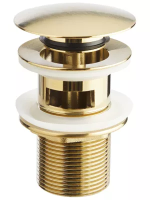 Desá, Bundventil, push-open, m. overløb, børstet messing, Ø70 mm