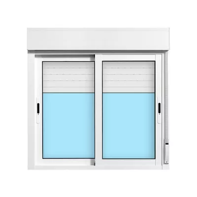 VENTANA ALUMINIO CORREDERA CON PERSIANA BLANCA 100X100CM