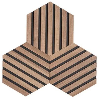 Fjordwall, Vægpanel, Hexagon, valnød, 10x267x308 mm, 3-pak