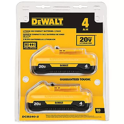 DEWALT 20V Max 4.0 Ah Compact Batteries, 2-Pack