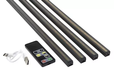 FibroTech, LED-lysskinner til akustikpaneler, 1000 mm, sort, 4 stk.