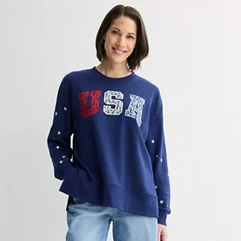 Women's Americana Lace USA Graphic Pullover Sweater